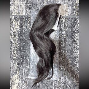 Natural Black 5x5 Lace Closure Wig 22" Straight Human Hair Glue less